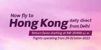 VISTARA ANNOUNCES DAILY NON-STOP FLIGHTS BETWEEN DELHI AND HONG KONG FROM 29 OCTOBER 2023