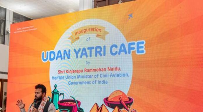 Shri Ram Mohan Naidu inaugurates Udan Yatri Café at Sardar Vallabhbhai Patel International Airport in Ahmedabad